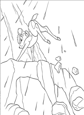 Bambi Is Climbing The Hill  Coloring Page